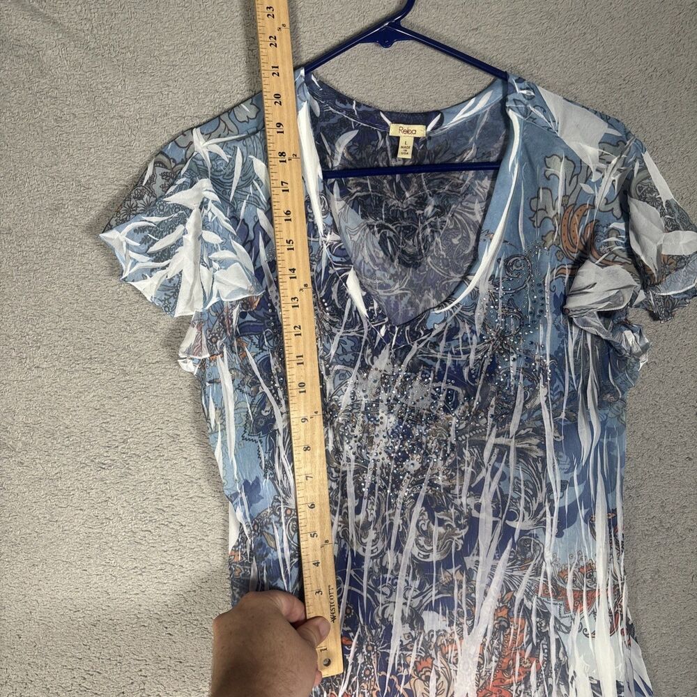 Reba Dress Size L Layered Chiffon Paisley USA Artsy Boho Art To Wear Embellished - Picture 10 of 16